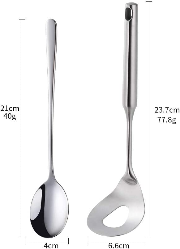 Meatball Spoon Set,2 Pcs 18/8 Stainless Steel Meatball Spoon,Non-Stick Meatball Maker with Long Handle（Silver）