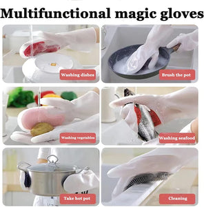 Silicone Foundation Brush Gloves Dishwashing Brush Non-Slip Heatproof Wear-Resistant Kitchen Cleaning Silicone Rubber Gloves