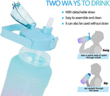 2 Liters Sports Water Bottles,Portable Wide Mouth Bottle Leakproof Plastic Space Cup Travel Mugs with Straw for Outdoor Sports