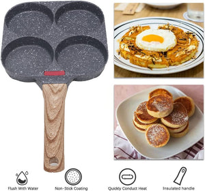 Egg Frying Pan, Fried Egg Pan Nonstick 4 Cups Pancake Pan Aluminium Alloy Cooker for Breakfast, Egg Pan Suitable for Gas Stove & Induction Cooker,100% Free of PFOS (Black)