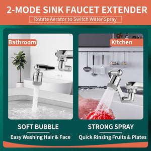 1080° Swivel Faucet-Extender Universal Sink-Water-Aerator - Mode Splash Filter Extension, Kitchen Bathroom Rotatable Spray Attachment, Multifunctional Robotic Arm -Washing Eye/Hair/Face