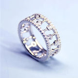 S925 silver hollow ring made with Zirconia