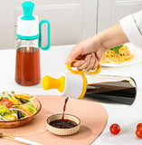 Cooking Glass Large Olive Oil Dispenser Bottle for Kitchen with Brush Pour Brush Squeeze Oil 3 in 1 Silicone Dropper Measuring Oil Dispenser for Cooking Fry Baking BBQ Mother's Day Gift