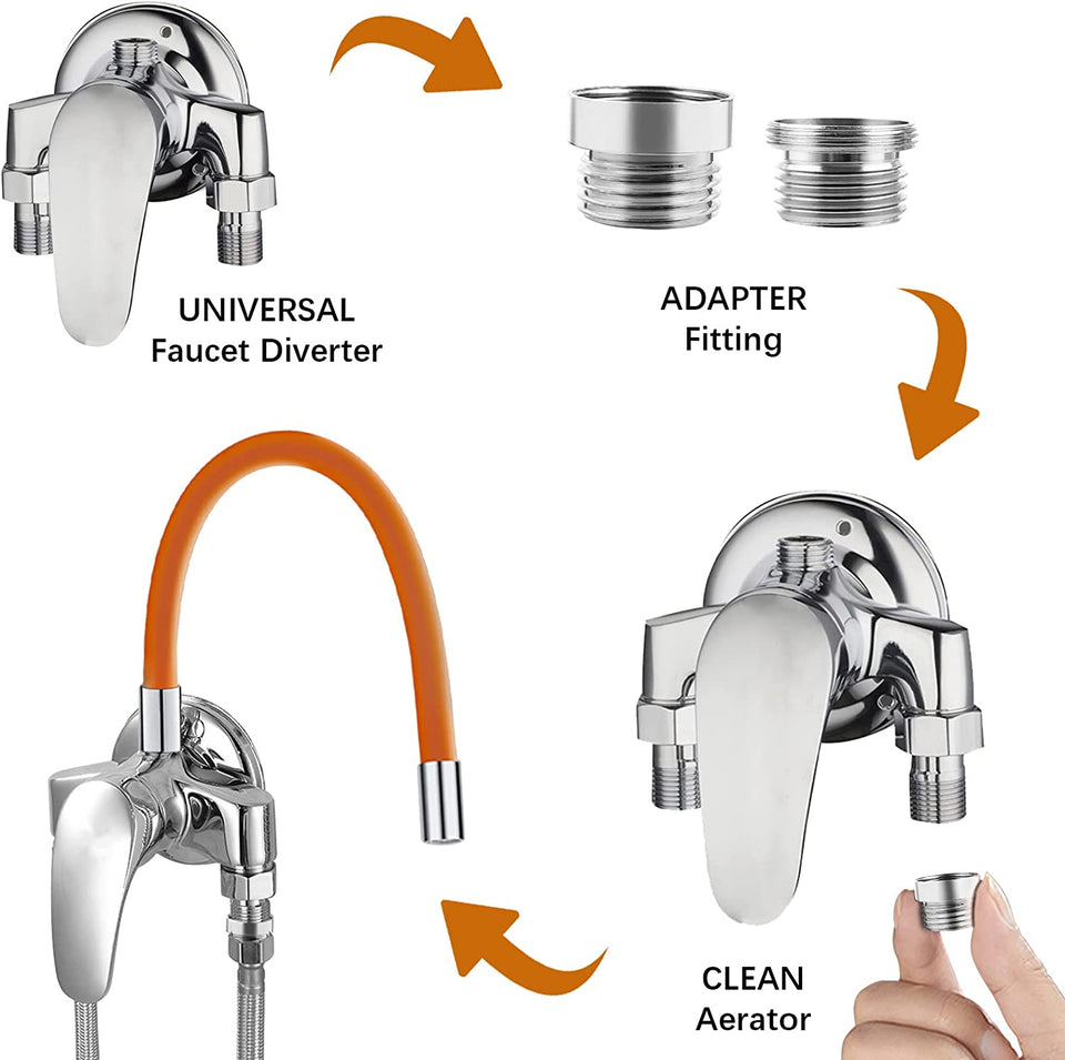 Flex Faucet Extender Tube ,FlexibleFaucet Sprayer Attachment 360 for Bathroom ,Kitchen,Sink, With Leak-Proof Gasket Threaded Connector,Flexible Can Be Shaped(30/50CM)