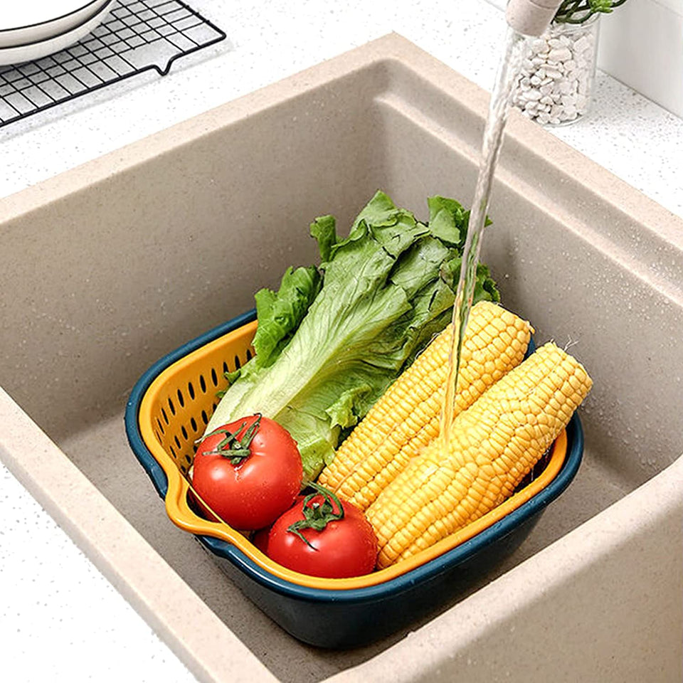 6 Pack Vegetable Basket, 2 in 1 Drain Colander Colander Set, Strainer Basket for Draining Fruit Vegetable