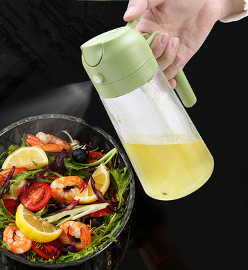 16oz Oil Sprayer for Cooking - 2 in 1 Olive Oil Sprayer and Oil Dispenser - 450ml Oil Spray Bottle with Pourer for Cooking, Kitchen, Salad, Barbecue