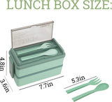 1400ML Bento Box for Adults Lunch Containers for Kids 3 Compartment Bento With Spoon Fork - Durable Perfect Size for On-the Go Meal, BPA-Free and Food-Safe Materials