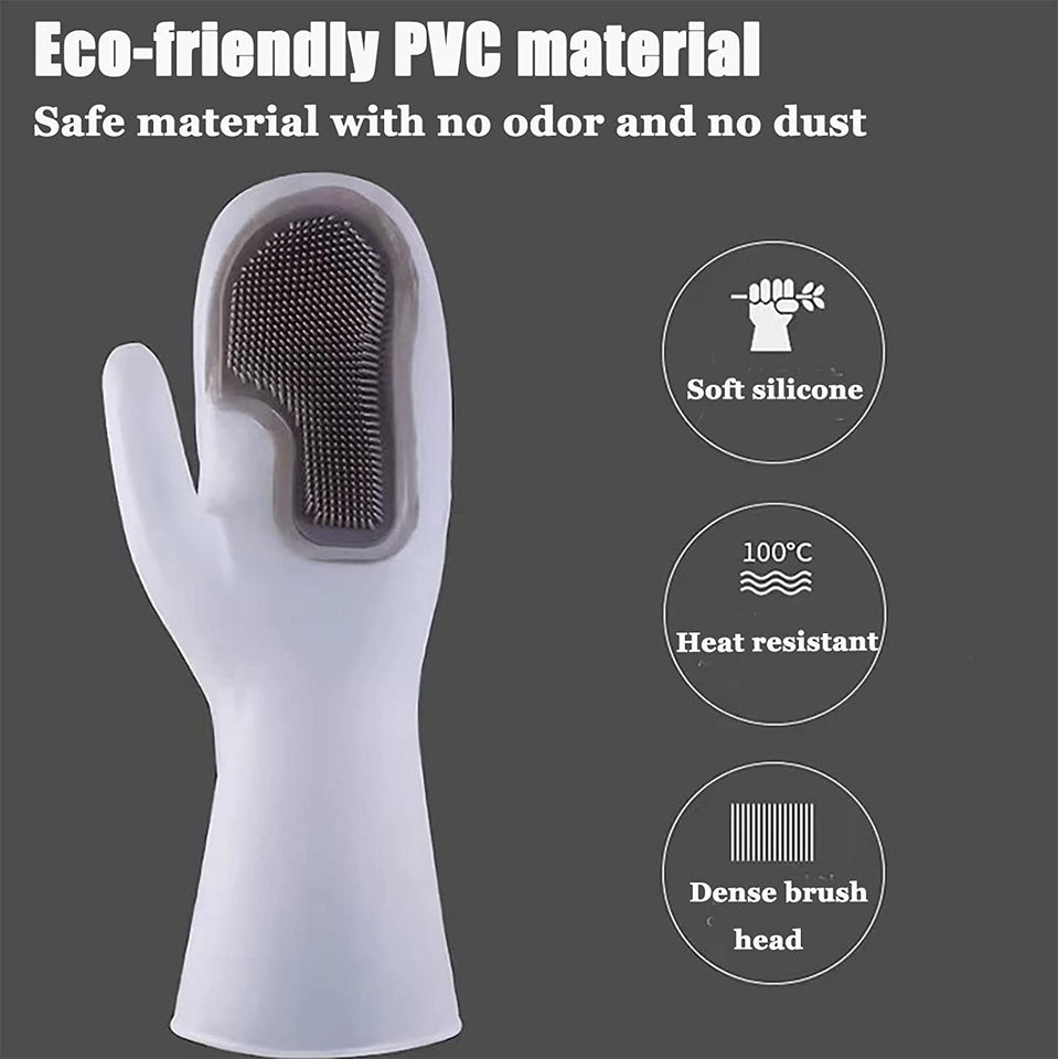 Silicone Foundation Brush Gloves Dishwashing Brush Non-Slip Heatproof Wear-Resistant Kitchen Cleaning Silicone Rubber Gloves