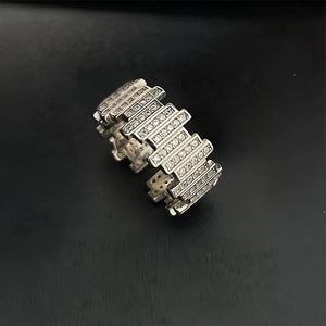 S925 Silver White Zirconium Irregular Band Ring