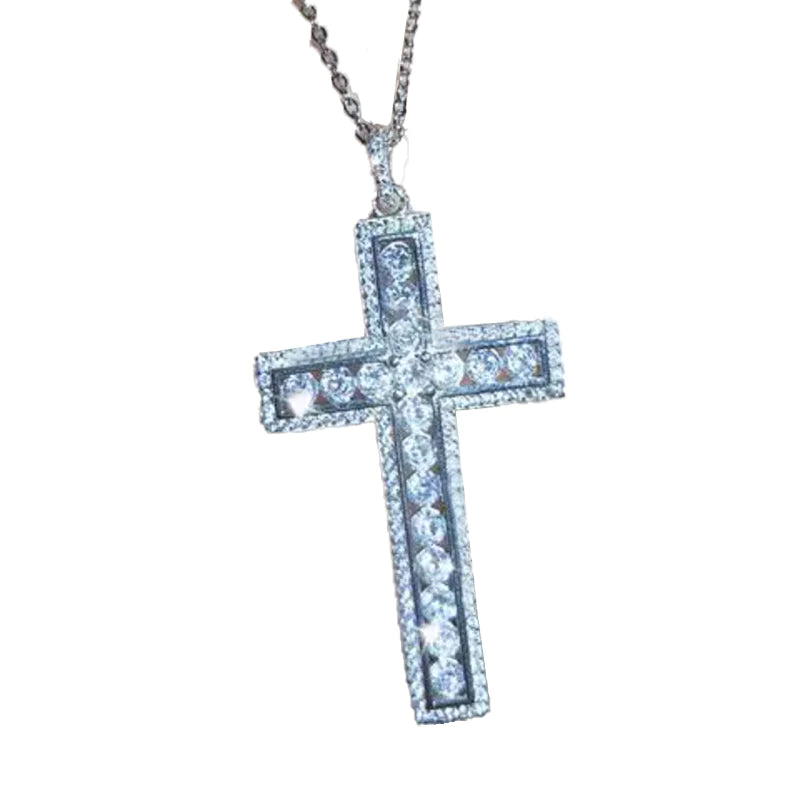 S925 Silver Cross Pendant Necklace