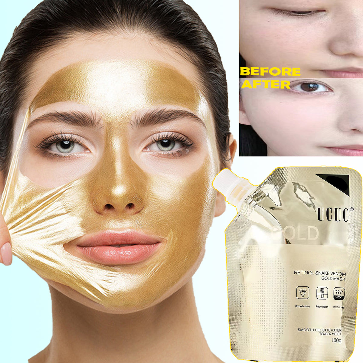 Retinol Snake Venom Peptide Gold Mask Moisturizing Skin Care Clear Moi ...