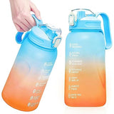 2 Liters Sports Water Bottles,Portable Wide Mouth Bottle Leakproof Plastic Space Cup Travel Mugs with Straw for Outdoor Sports