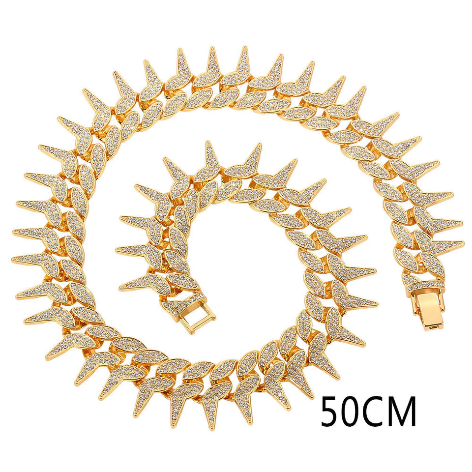 Cuban Link Chain Thorn Design Necklace