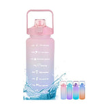 2 Liters Sports Water Bottles,Portable Wide Mouth Bottle Leakproof Plastic Space Cup Travel Mugs with Straw for Outdoor Sports